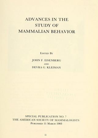 Advances in the study of mammalian behavior