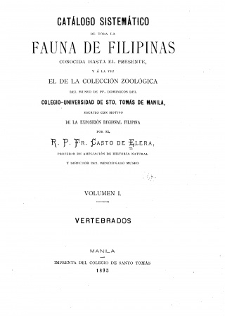 Catálogo sistemático de toda la fauna de Filipinas conocida hasta el presente