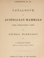 Catalogue of Australian mammals